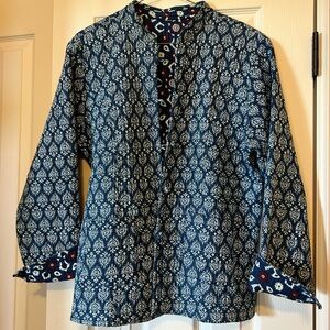 Blue and White Patterned and Reversible Jacket